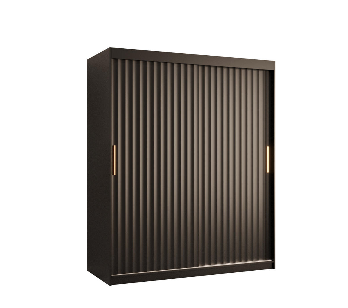 SCHWEBETÜRENSCHRANK 200/150/62 2-türig - Goldfarben/Schwarz, Holz/Kunststoff (150/200/62cm) - Abiks Möbel