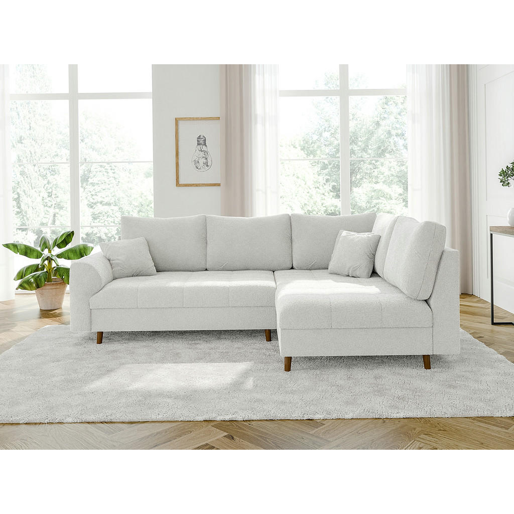 Thumbnail - S-Style Möbel Ecksofa, Weiß, Textil, Echtholz, Teilmassiv,Buche, Birke, 4-Sitzer, Füllung: Polyetherschaumkern, L-Form, ...
