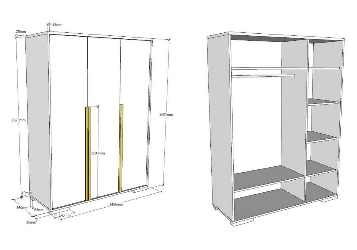 KINDERZIMMERSCHRANK Kariotta 146x56x195 3-trg. Holzwerkstoff Anthrazit - Anthrazit, Holzwerkstoff (146/195/56cm) - 58aufmkessel