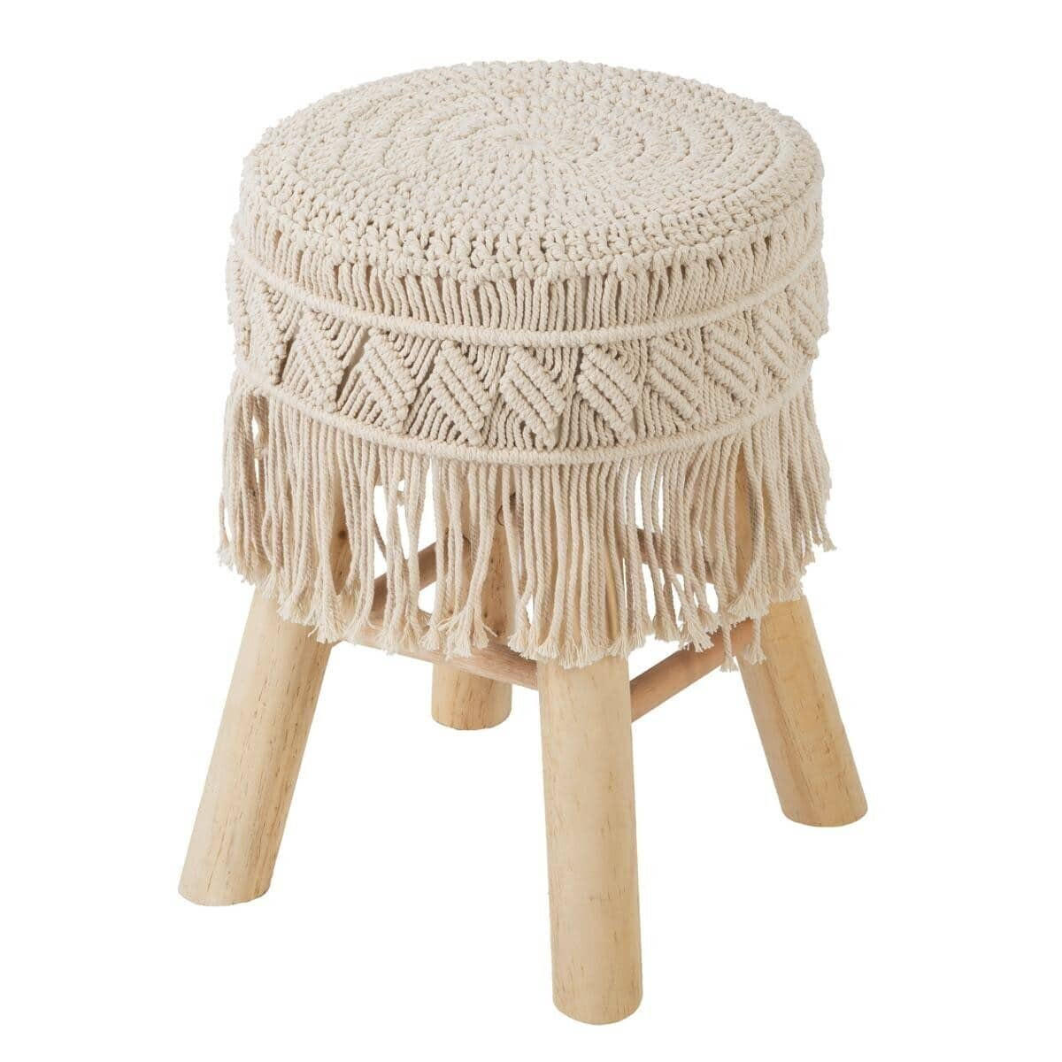 HOCKER beige 42 cm - Beige, Holz (41/42/39.5cm) - Atmosphera Createur d´interieur