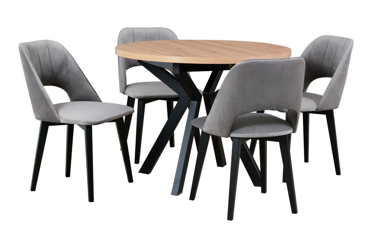 ESSZIMMERSTUHL 4x "MONTI 4", schwarz, riviera 91, nähte: gerade - Beige/Schwarz, Holz (43/83/40cm) - Leaf Design