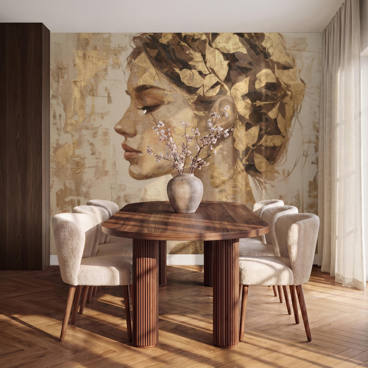 TAPETE - Frau - Gold - Abstrakt - Textur - 280x240 cm - Goldfarben, Papier (280/240cm) - OnlyWow
