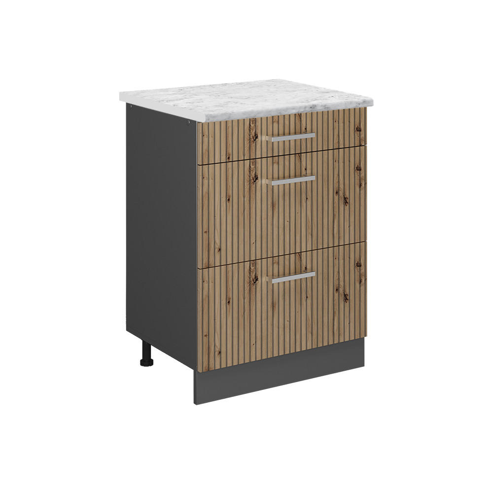 KÜCHENSCHRANK R-Line Artisan-Eiche 60 cm AP Marmor - Anthrazit/Eiche Artisan, Holzwerkstoff (60/81.6/60cm) - Vicco