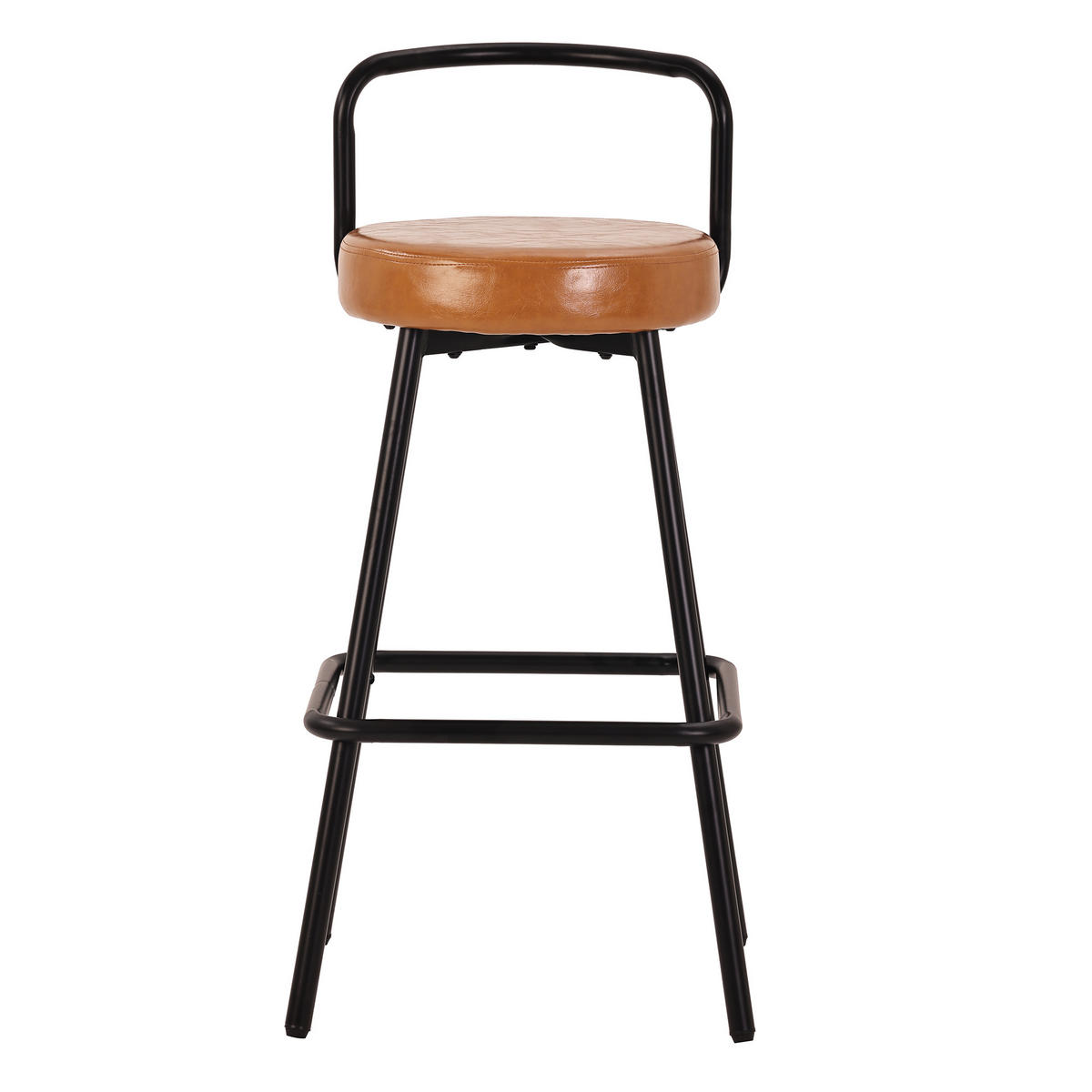 BARHOCKER 4-Tlg Ergonomisch, PU Leder, Eisenbeine, Braun - Braun, Metall (37/90.5/37cm) - FLIEKS