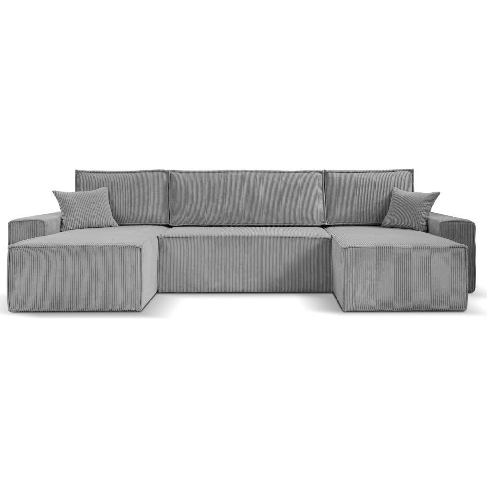 SEDACÍ SOUPRAVA Hektor U s funkcí spaní, světle šedá - černá/světle šedá, textil/plast (377/94/152cm) - Beautysofa