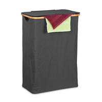 WÄSCHEKORB - Schwarz, Holz/Textil (54/75/34cm) - Relaxdays