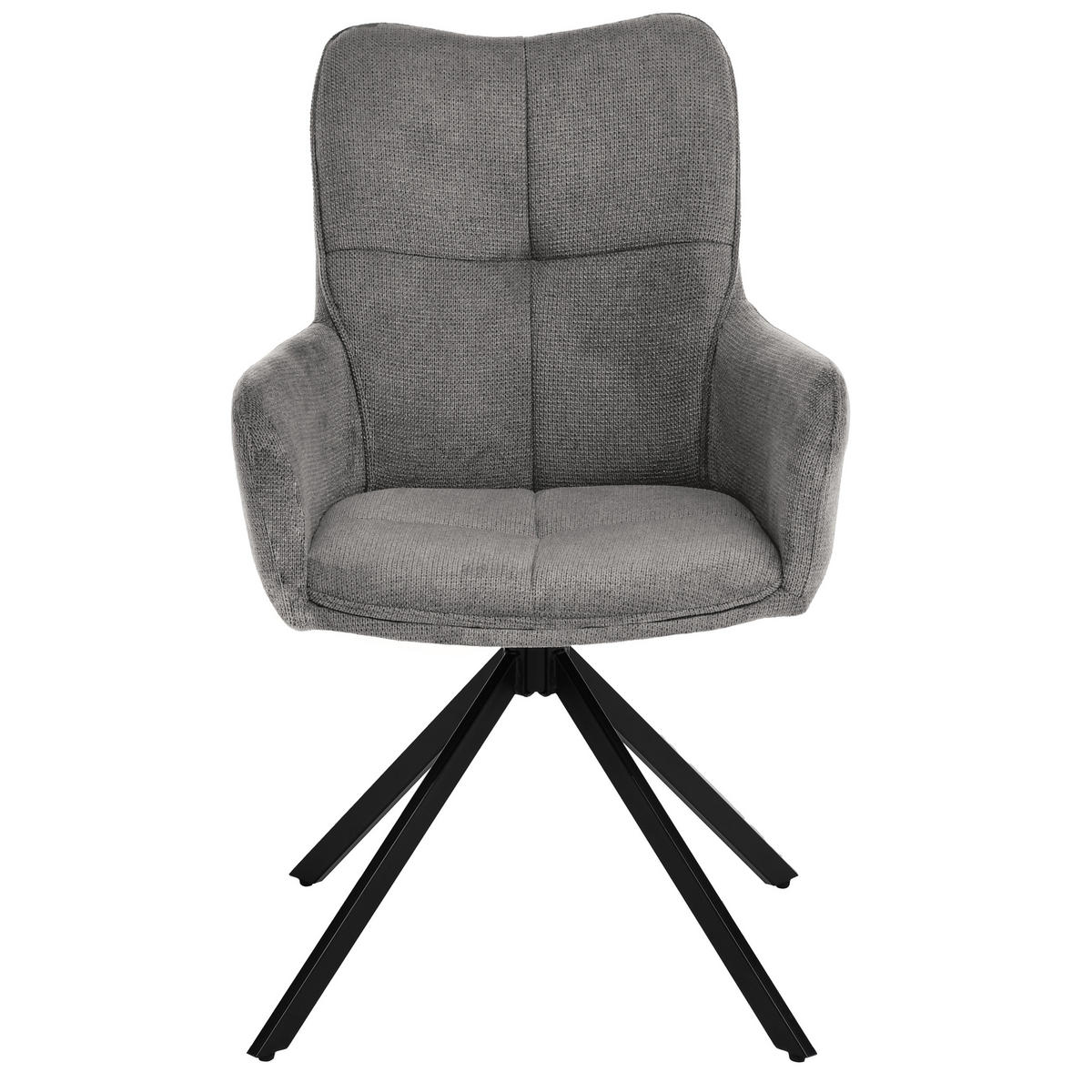 ARMLEHNENSTUHL Pecto mit Drehfunktion und schwarzem Metallgestell, Dunkelgrau - Dunkelgrau/Schwarz, Metall (43/93/55cm) - Beautysofa