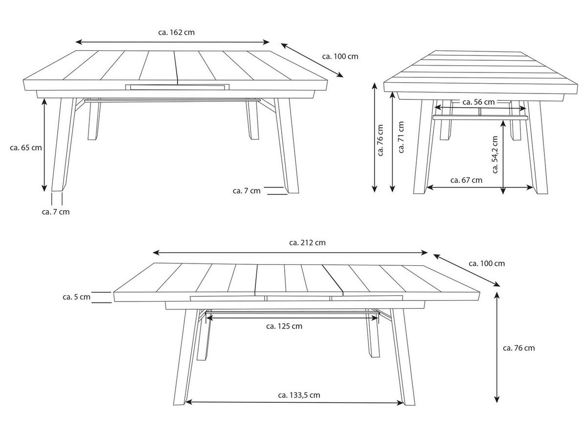 GARTENTISCH Sydney Aluminium ausziehbar,162-212/100/76 cm - Grau, Kunststoff (160/90/77cm) - bellavista - Home & Garden