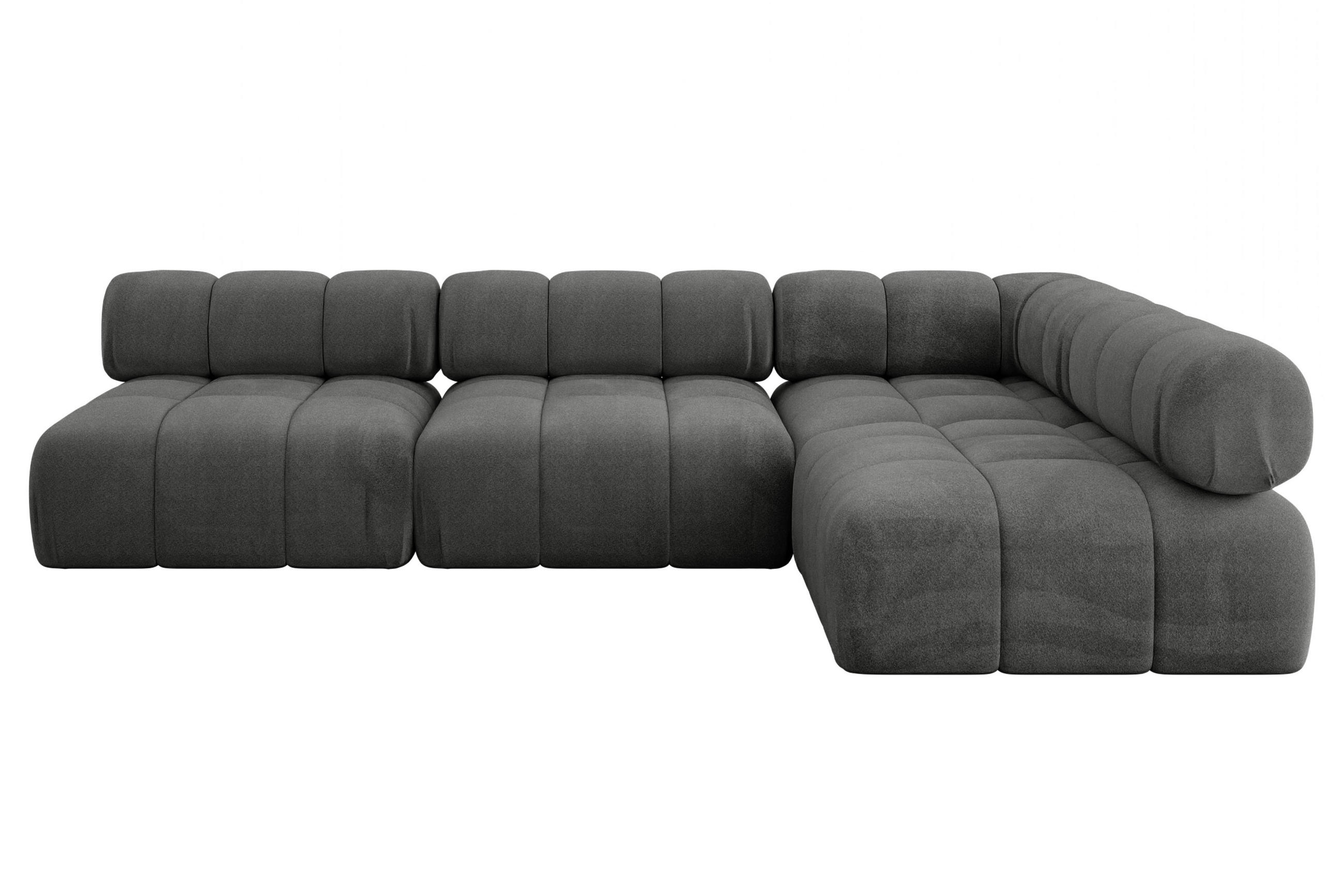 ECKSOFA modulares Sofa Samaro-L2 - 285x190x70 cm Dunkelgrau Velours - Dunkelgrau, Holzwerkstoff/Textil (285/190cm) - ALTDECOR