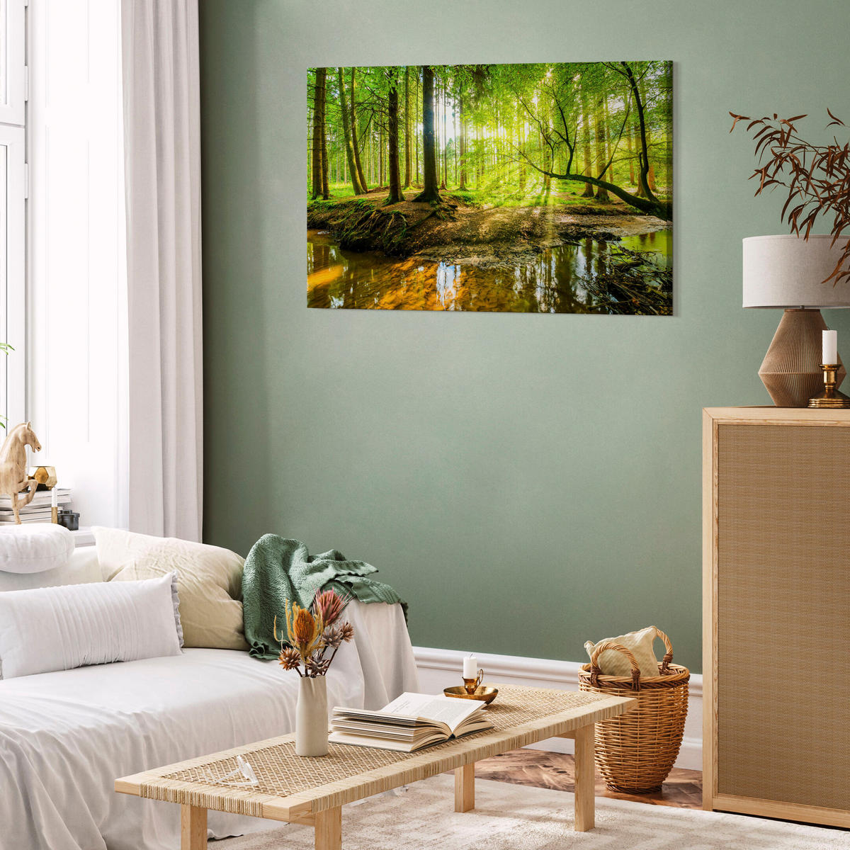 LEINWANDBILD Wald 90x60 cm - Multicolor, Holz (90/60cm) - LUMASOUL