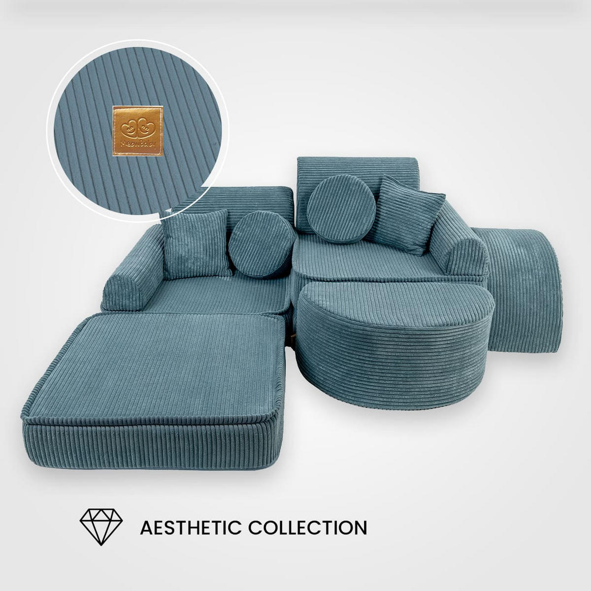 KINDERSOFA, Aesthetic, Pocket Max, Türkis - Türkis, Textil (120/25/60cm) - MeowBaby