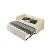 SCHLAFSOFA Samt creme ausziehbar mit Gästebett Funktion 3-fach umwandelbar Tagesbett mit Rollen - Beige, Metall (183/74/213cm) - Joyfair