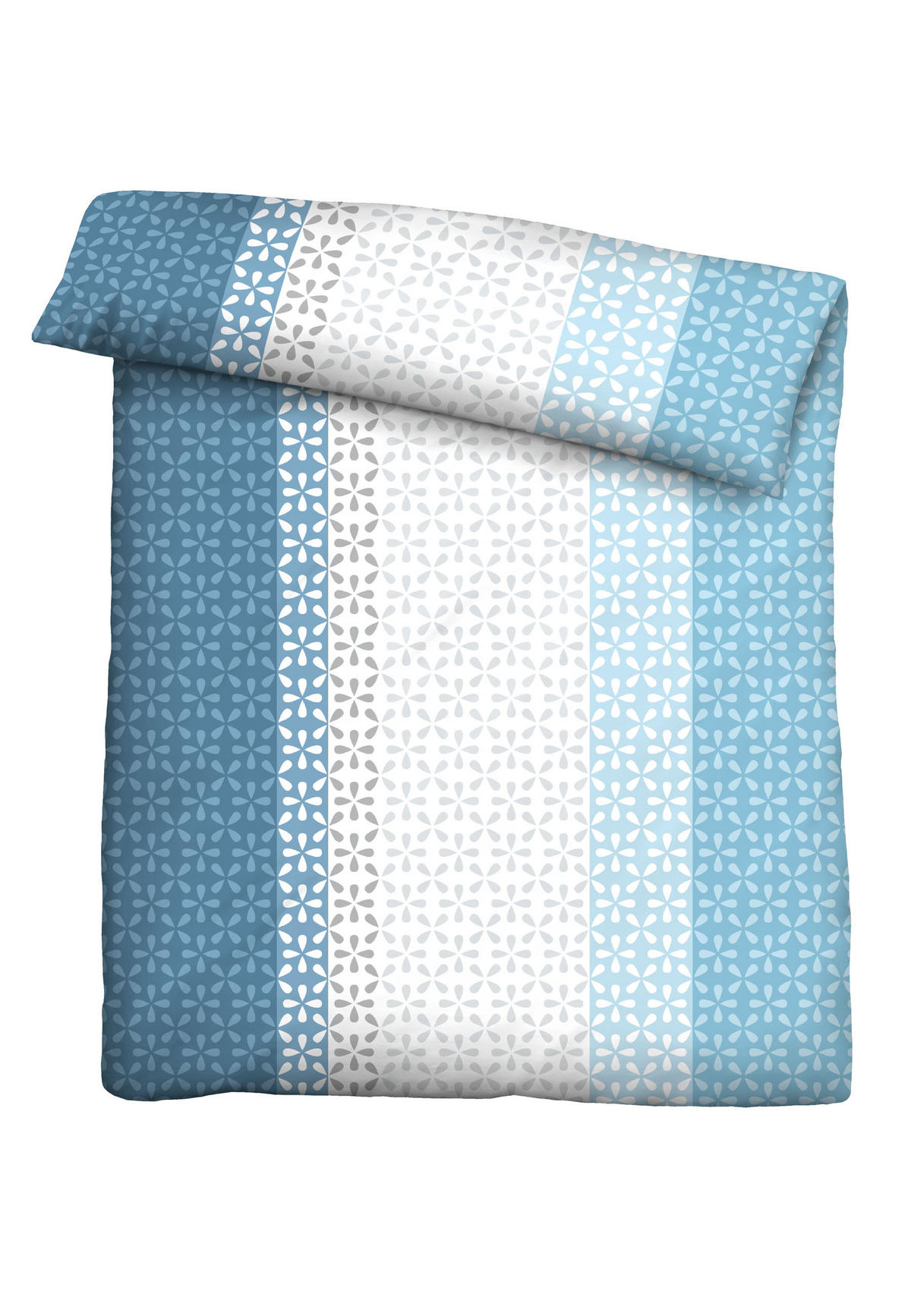 BETTWÄSCHE-GARNITUR Mikrofaser Längsstreifen azurblau, 155x220 cm + 80x80 cm - Blau, Textil (155/220cm) - Castell