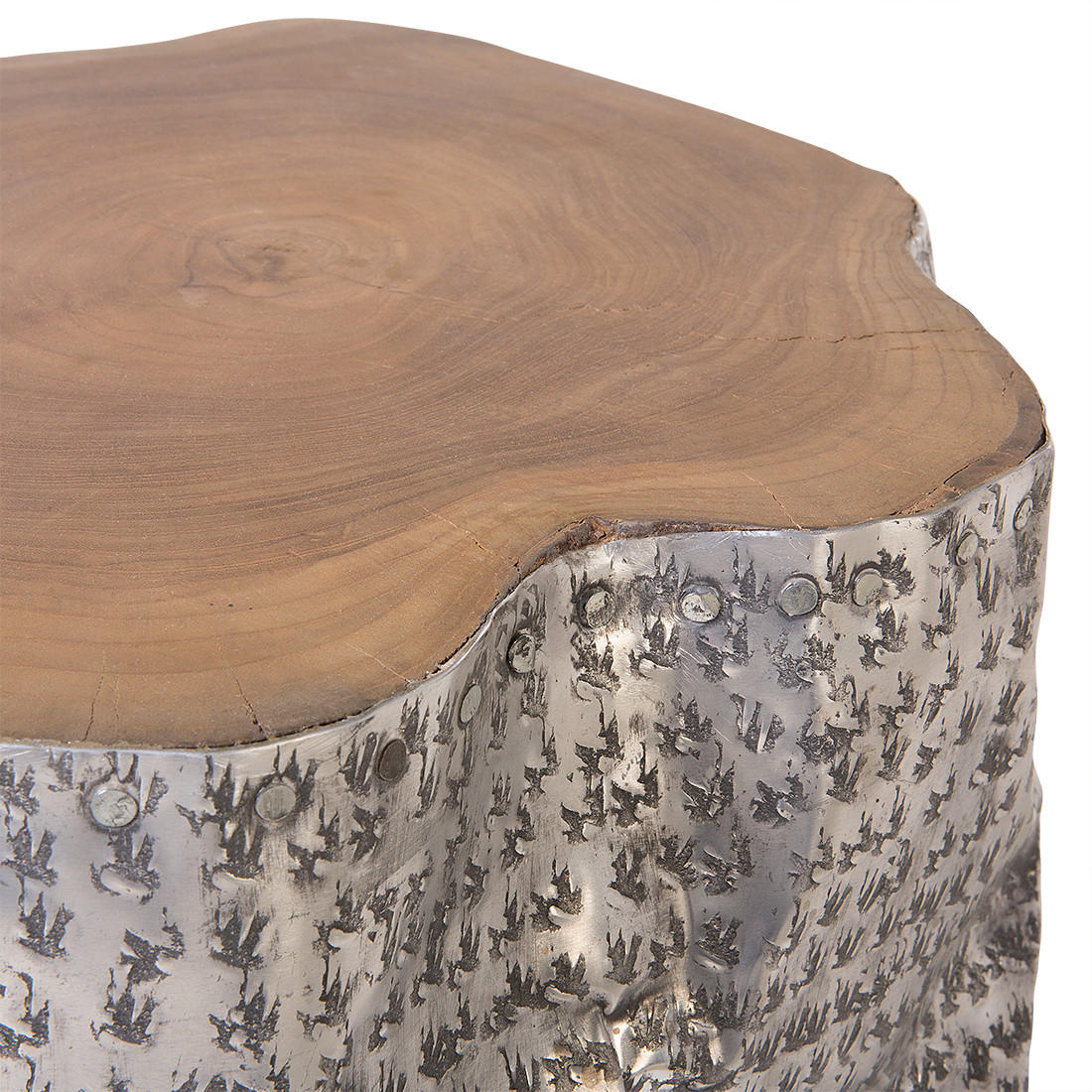 Beliani Couchtisch Silber, Hellbraun 39x46x37 cm
