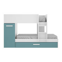 ETAGENBETT - 2 Personen - Holz, Platte - Türkisblau, Weiß - - Türkis/Weiß, Holz (90/190cm) - Vente-Unique