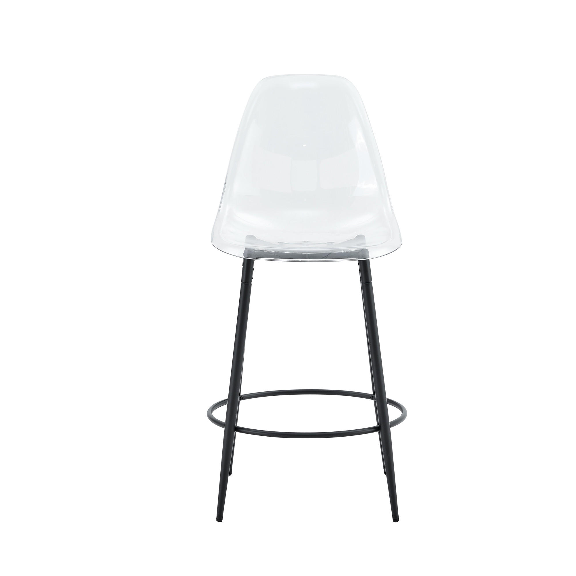 BARHOCKER 2er-Set Schwarz mit transparenter Sitzfläche - Schwarz, Metall (48.5/102/48.5cm) - PANGIVO