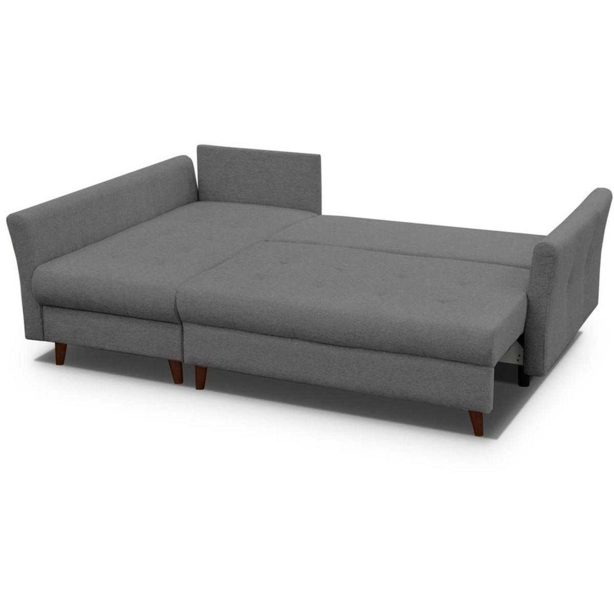 ECKSCHLAFSOFA Neron mit 2 Bettkasten und Beine in Wengefarbe, Dunkelgrau, links - Wengefarben/Dunkelgrau, Textil (233/148cm) - Beautysofa