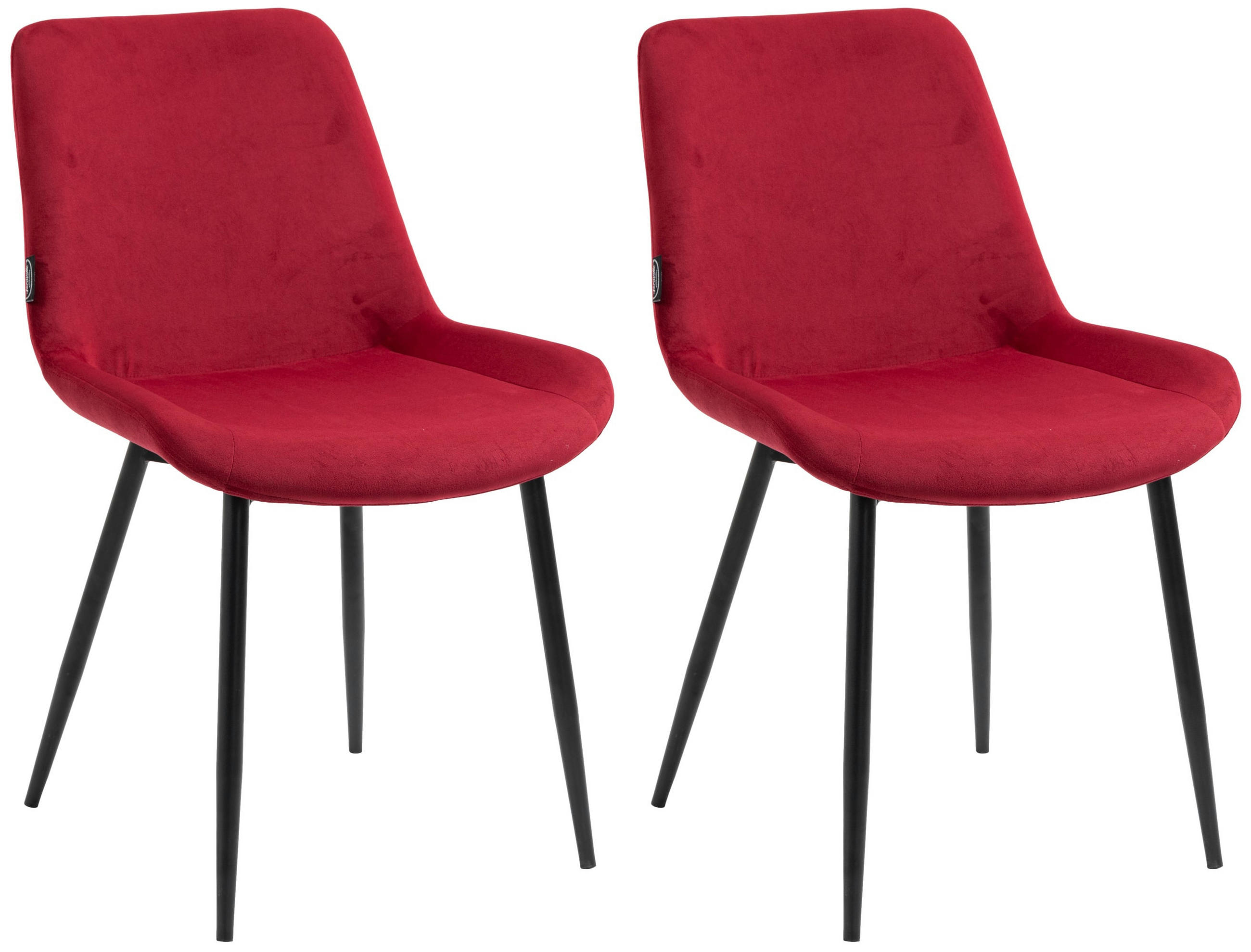 STUHL 2er Set Samt rot - Rot/Schwarz, Textil/Metall (51/80/60cm) - CLP