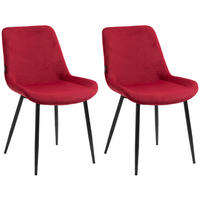 STUHL 2er Set Samt rot - Rot/Schwarz, Textil/Metall (51/80/60cm) - CLP