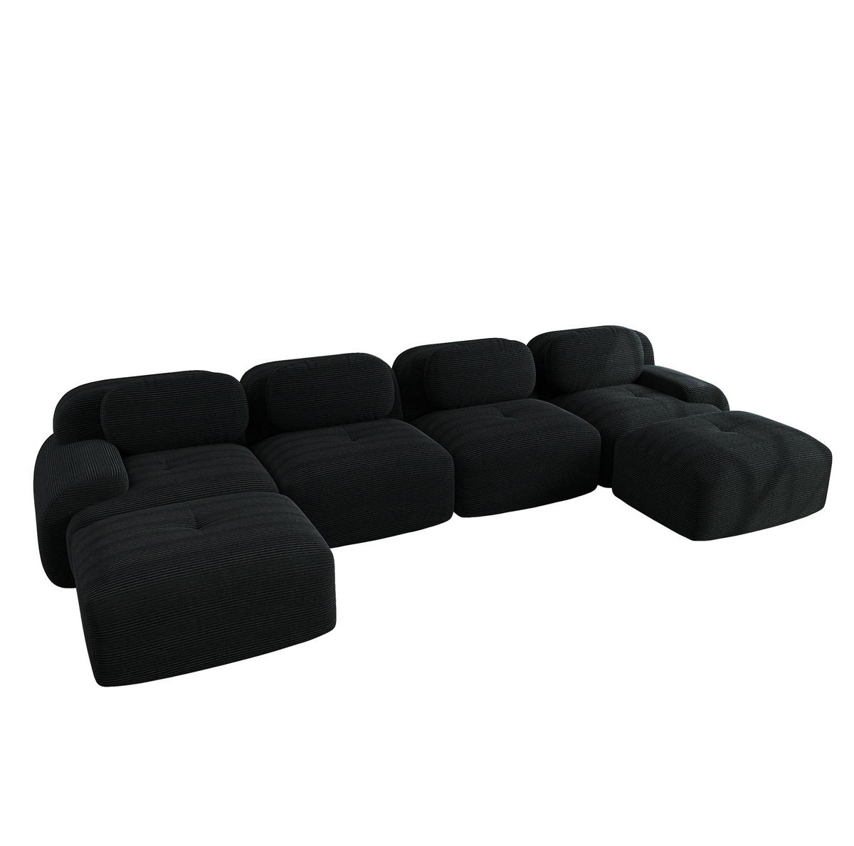 ECKSOFA modular rahmenlos Cord Black - Schwarz, Textil (178/75/388cm) - Meubliv