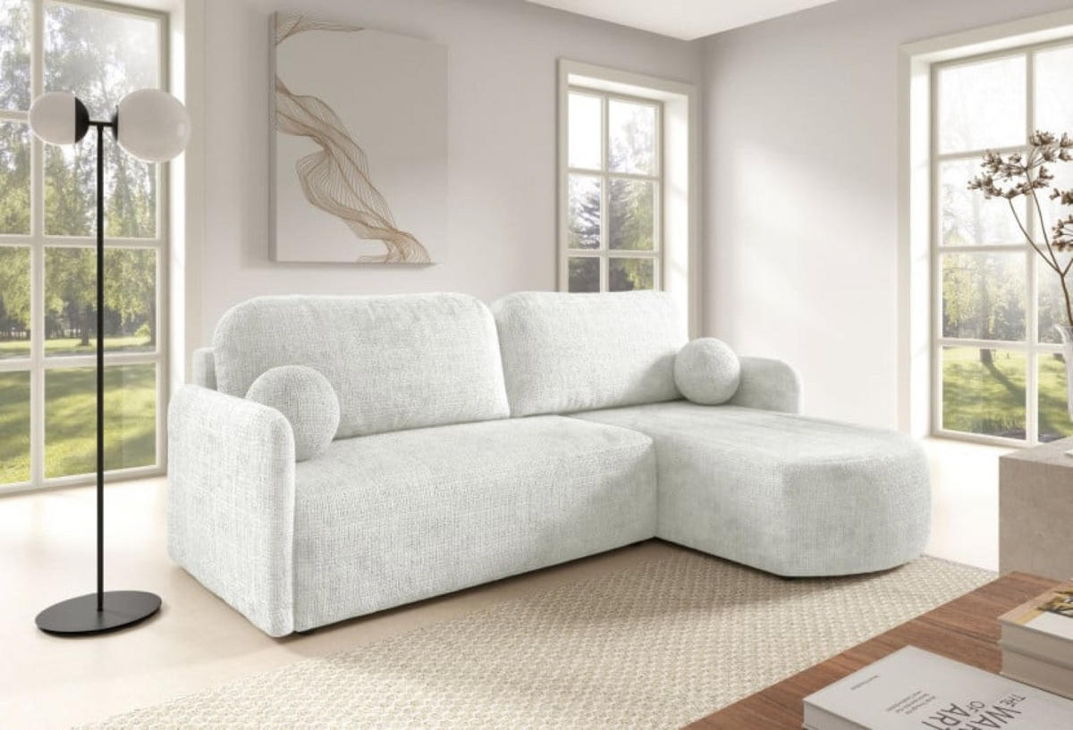 ECKSOFA Cremona BONO Mit Schlaffunktion Cremefarben - Weiß, Textil (212/160cm) - Sepro Meble