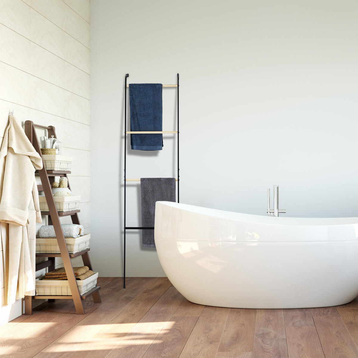 UTERÁKOVÝ stojan - čierna, kov (40/160/26cm) - Relaxdays