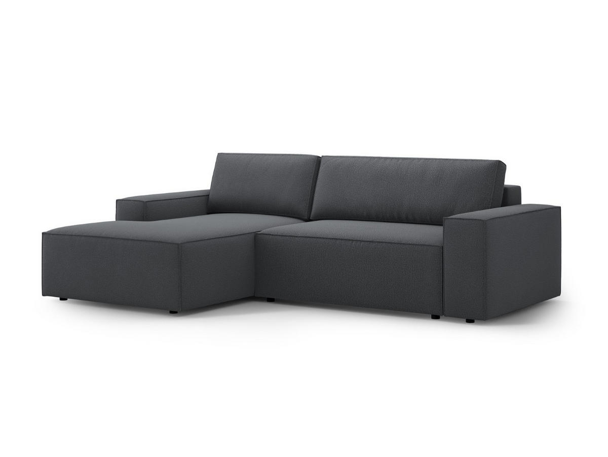 AUSKLAPPBARES-ECKSOFA links mit Container Jodie aus strukturiertem Stoff dunkelgrau 3 Sitzplätze - Dunkelgrau, Textil (246/151cm) - Micadoni