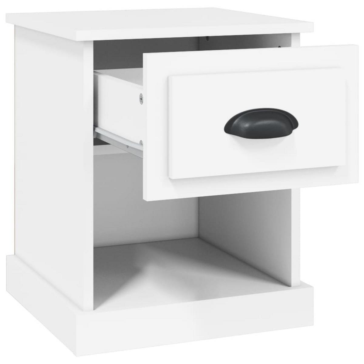 NACHTTISCH 2-teilig mit 1 Schublade, 1 Fach 39/39/47,5 cm aus Holzwerkstoff in Weiß - Schwarz/Weiß, Holz (39/47.5/39cm) - vidaXL