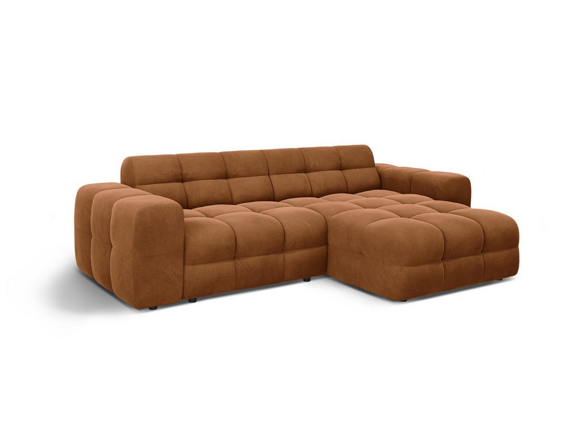 ECKSOFA rechts Kendal aus Samt kamel 4 Sitzplätze - Hellbraun, Textil (173/256cm) - Micadoni
