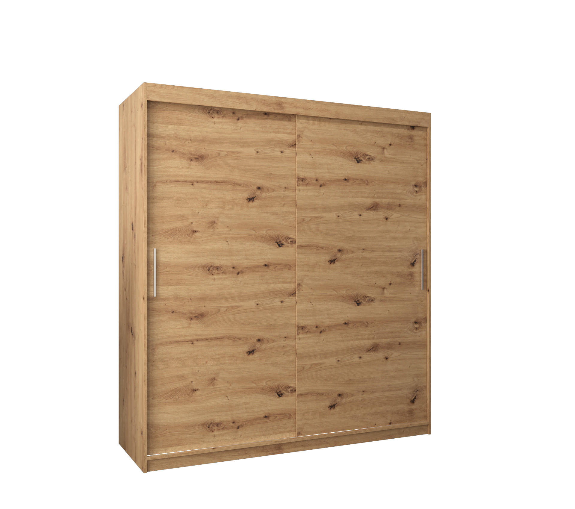 SCHWEBETÜRENSCHRANK 200/180/62 2-türig - Silberfarben/Eiche Artisan, Holz/Kunststoff (180/200/62cm) - MÖBEL KRYSPOL