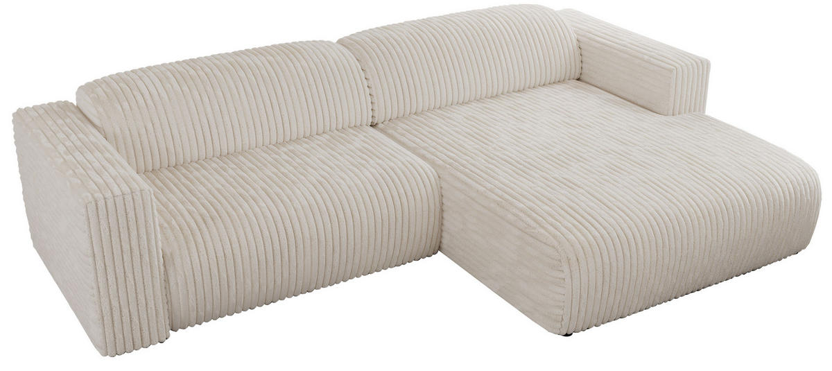ECKSOFA PASADENA Beige Cord - Rechts Seite - Beige/Schwarz, Kunststoff/Textil (180/288cm) - MKS