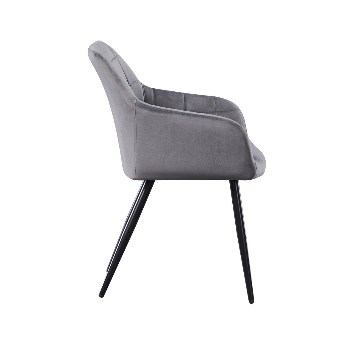 STUHL 4er-Set samtgrau - Grau, Metall (55/82/59cm) - Life Interiors