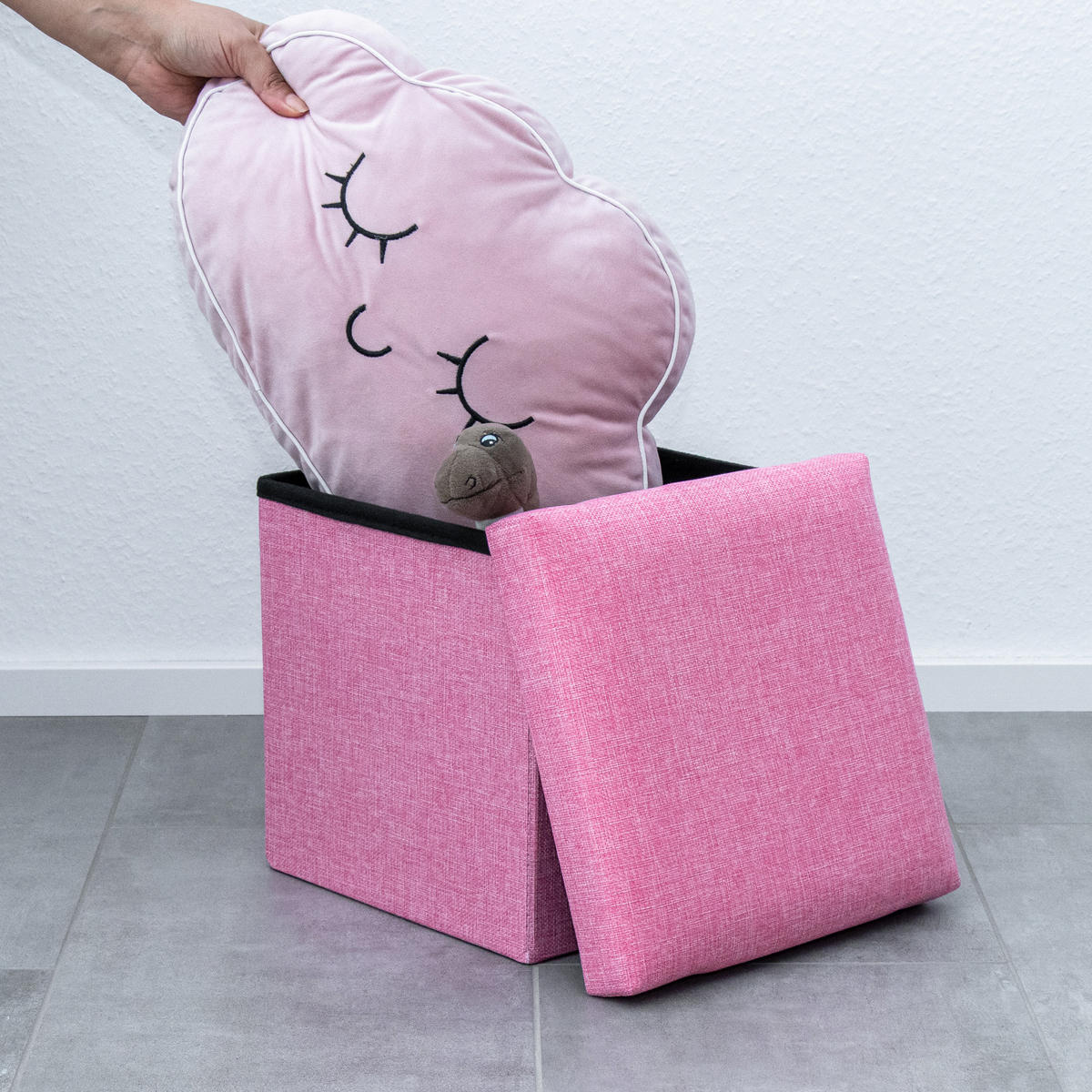 SITZBOX Faltbar 30/30/30 cm (Pink) - Pink, Textil (30/30/30cm) - Intirilife