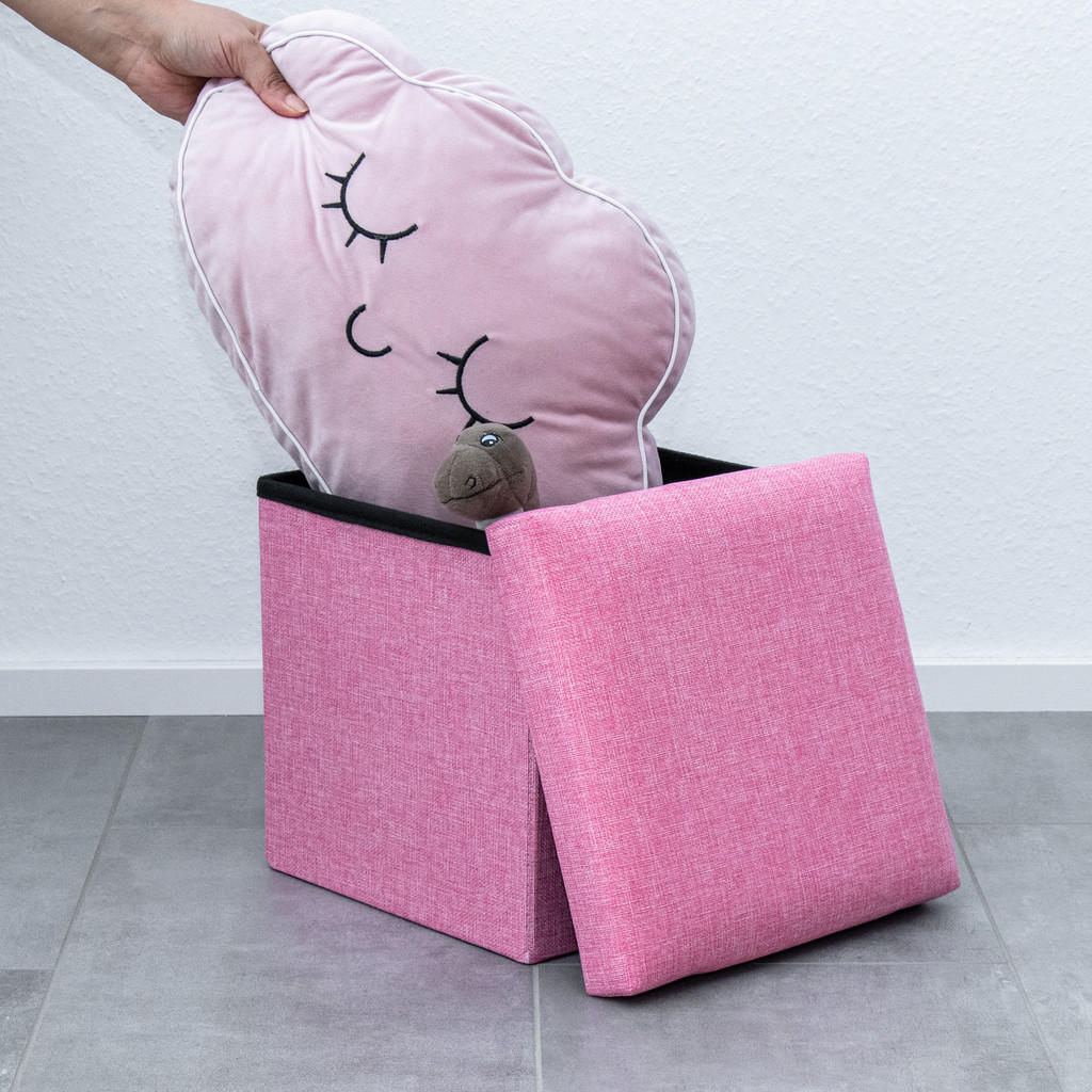 Thumbnail - Intirilife Sitzbox, Pink, Textil, 30x30x30 cm, Garderobe, Garderobenbänke