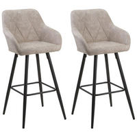 BARSTUHL 2er-Set Polsterbezug Beige Darien - Beige, Textil/Metall (44/104/41cm) - Beliani