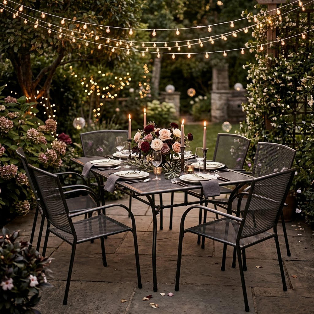 SITZGRUPPE Glasgow - Garten-GARTEN-GARNITUR 7-teilig Classic, Gartenessgruppe aus Streckmetall anthrazit - Grau, Metall - TPFGarden