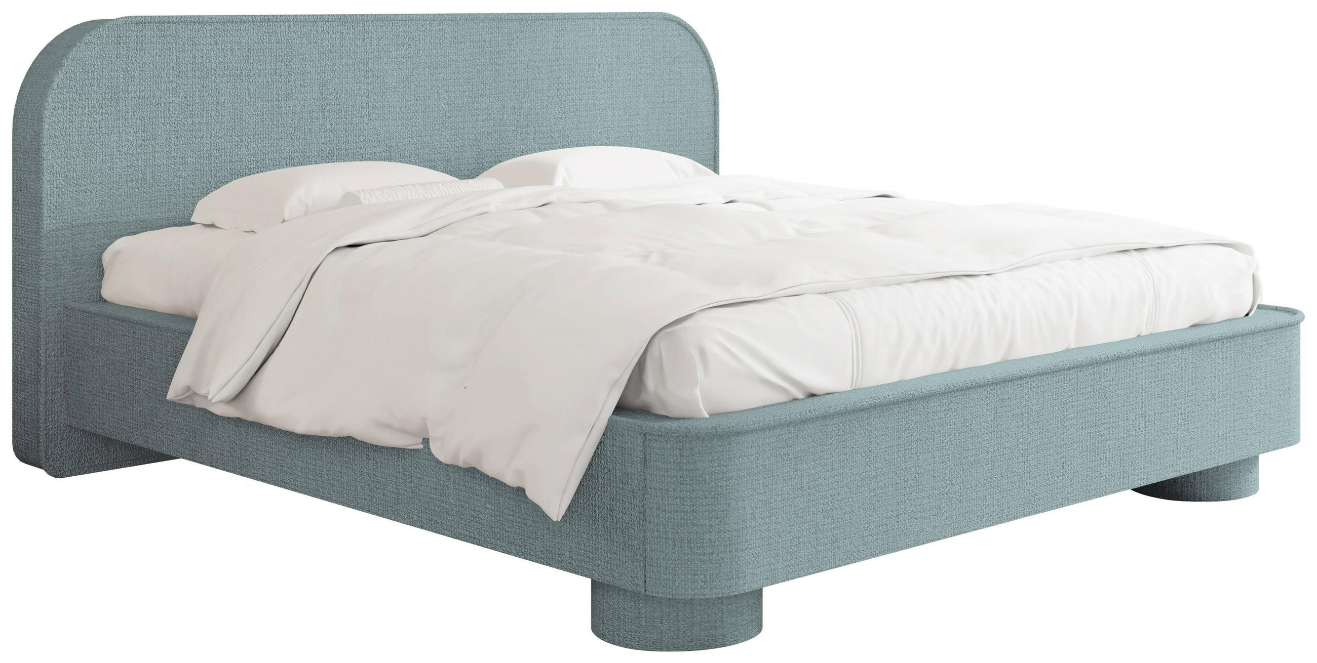 POLSTERBETT Aurora mit Bettkasten, Lattenrost & gepolsterten Füßen in Türkis Chenille 200x200 cm - Türkis/Blau, Holzwerkstoff/Textil (200/200cm) - WFL GROUP