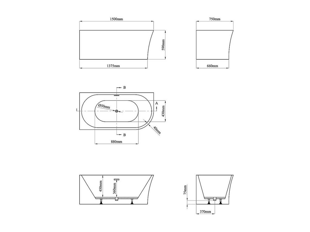 DUSCHBADEWANNE - 1 Person-Sitzer - Acryl - Weiß - - Weiß, Kunststoff (150/59/75cm) - Vente-Unique