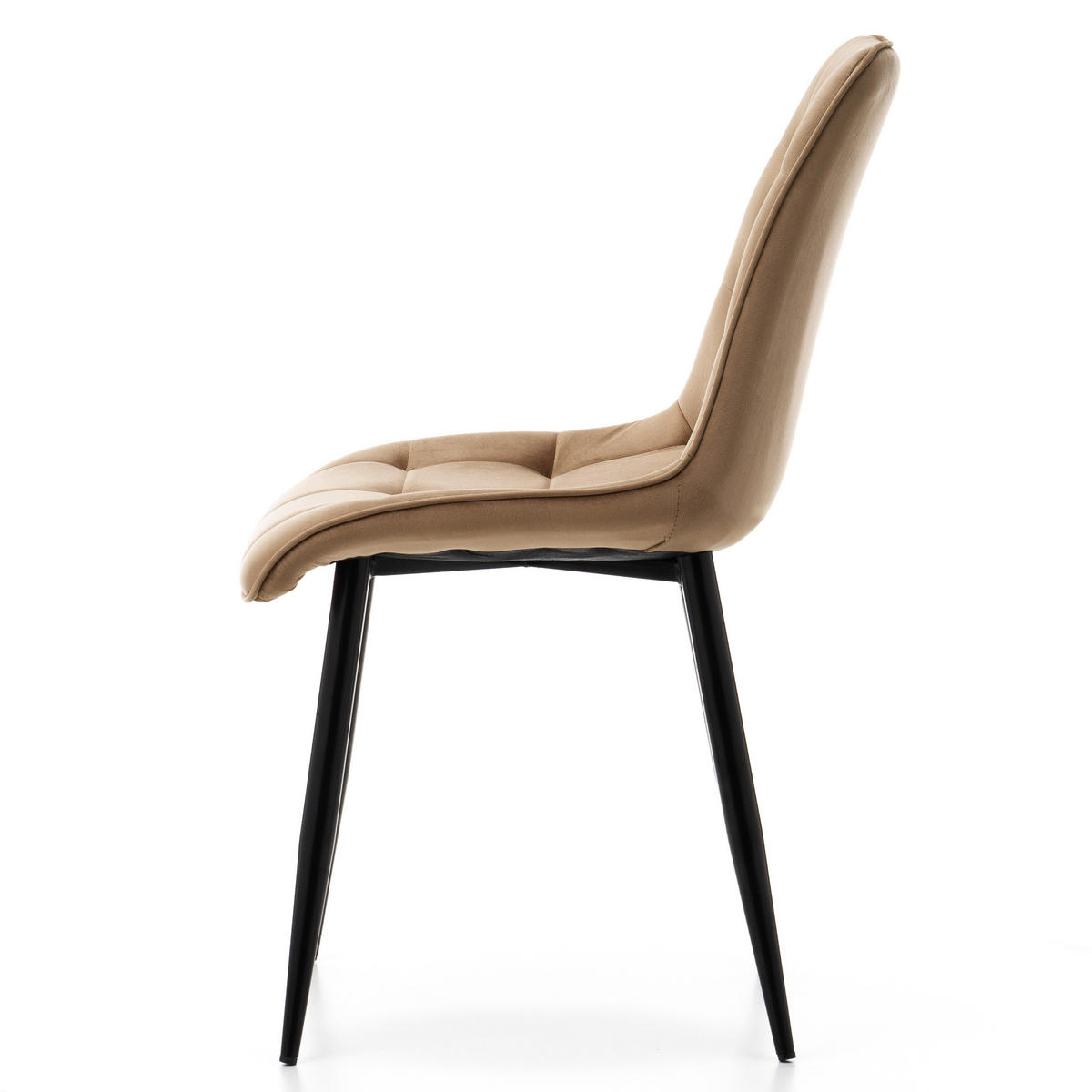 STUHL CHIC gespolsterter mit Steppung - beige - Samt Velours - Hellbraun/Beige, Metall (50/88/47cm) - NEW HOME