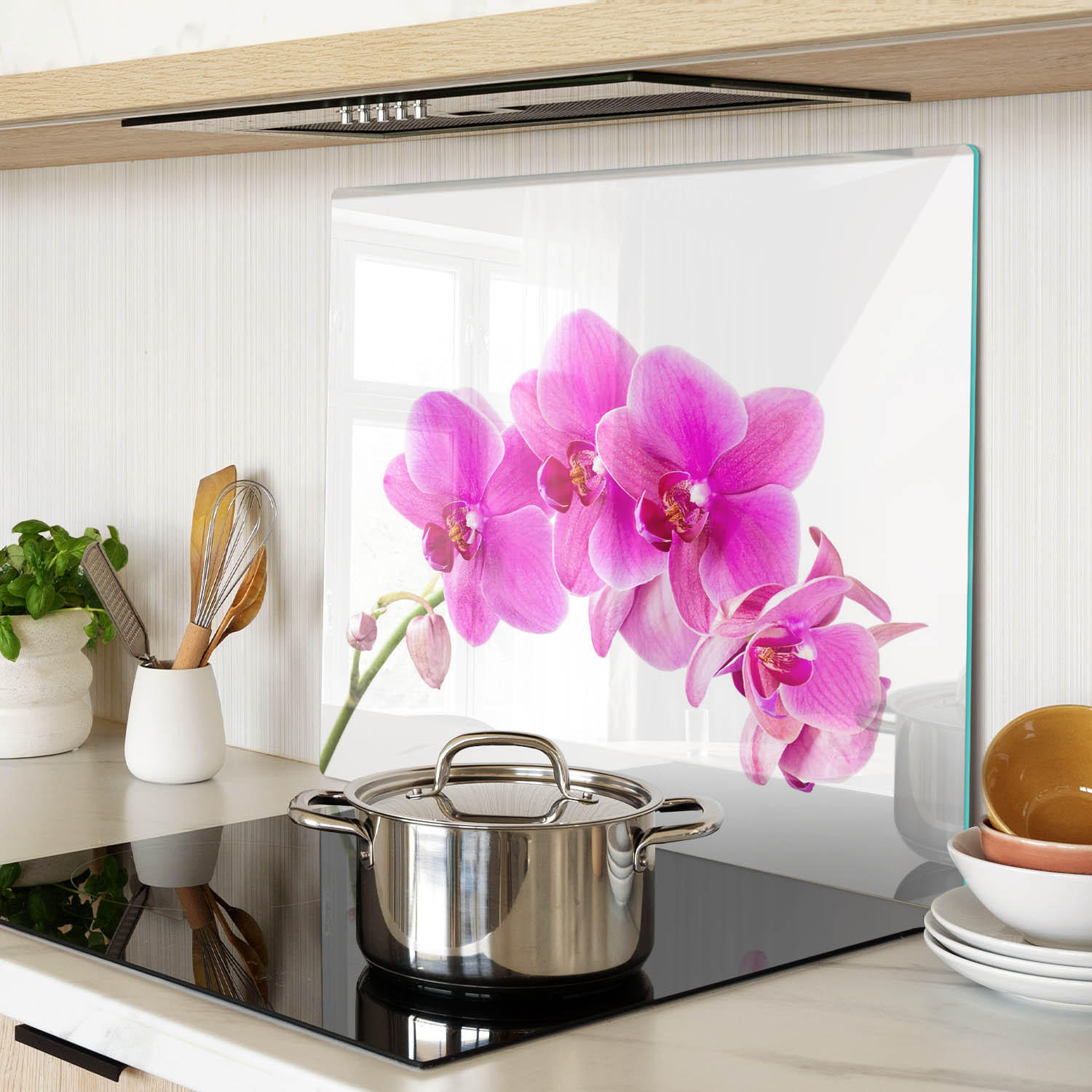 GLASPLATTE 60x52 cm Rosa Orchidee - Pink, Glas (60/0.4/52cm) - TULUP