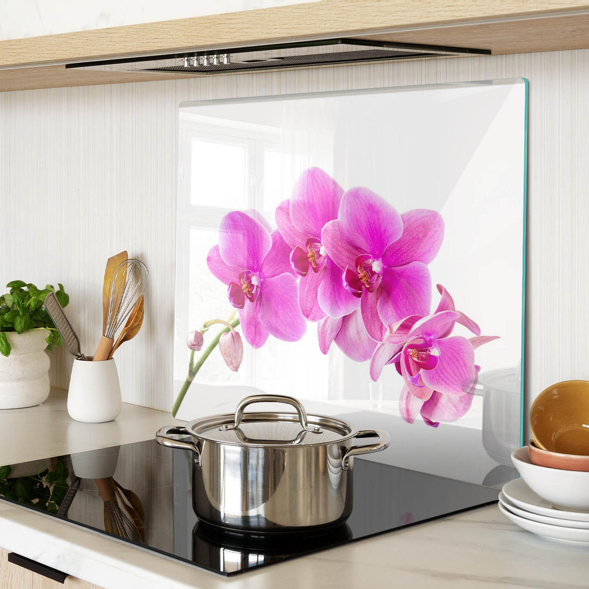 GLASPLATTE 60x52 cm Rosa Orchidee - Pink, Glas (60/0.4/52cm) - TULUP