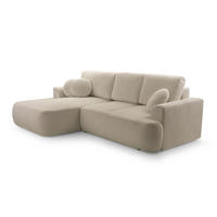 ECKSOFA FILO Beige Boucle-Stoff mit Schlaffunktion - Beige, Holz (260/168cm) - MASSENO
