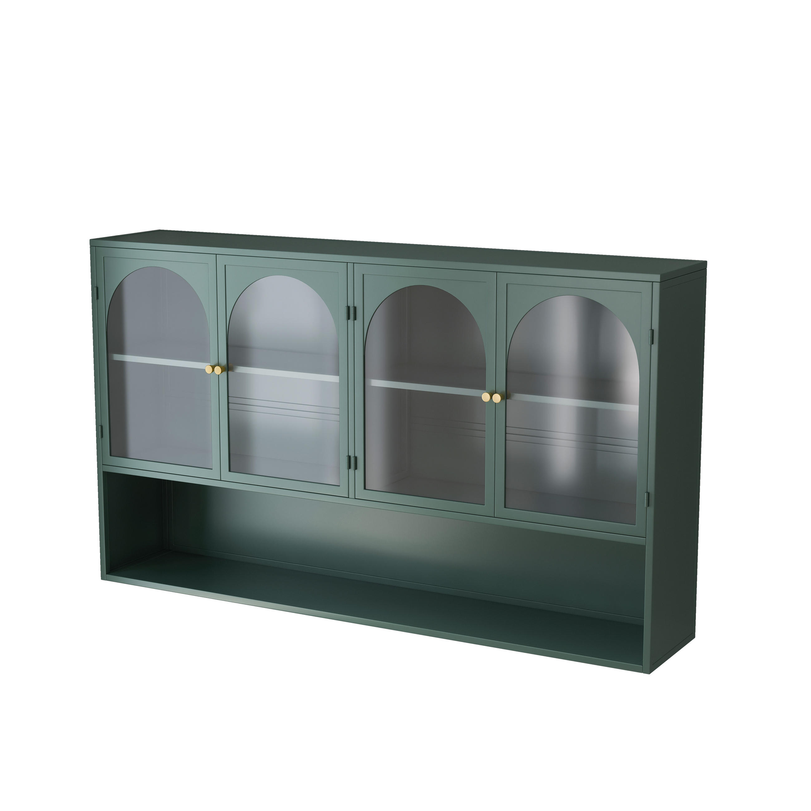 HÄNGESCHRANK DE-38130 120/23/70 cm mit 4 Glastüren Dunkelgrün - Dunkelgrün, Metall (120/70/23cm) - ComfortXL