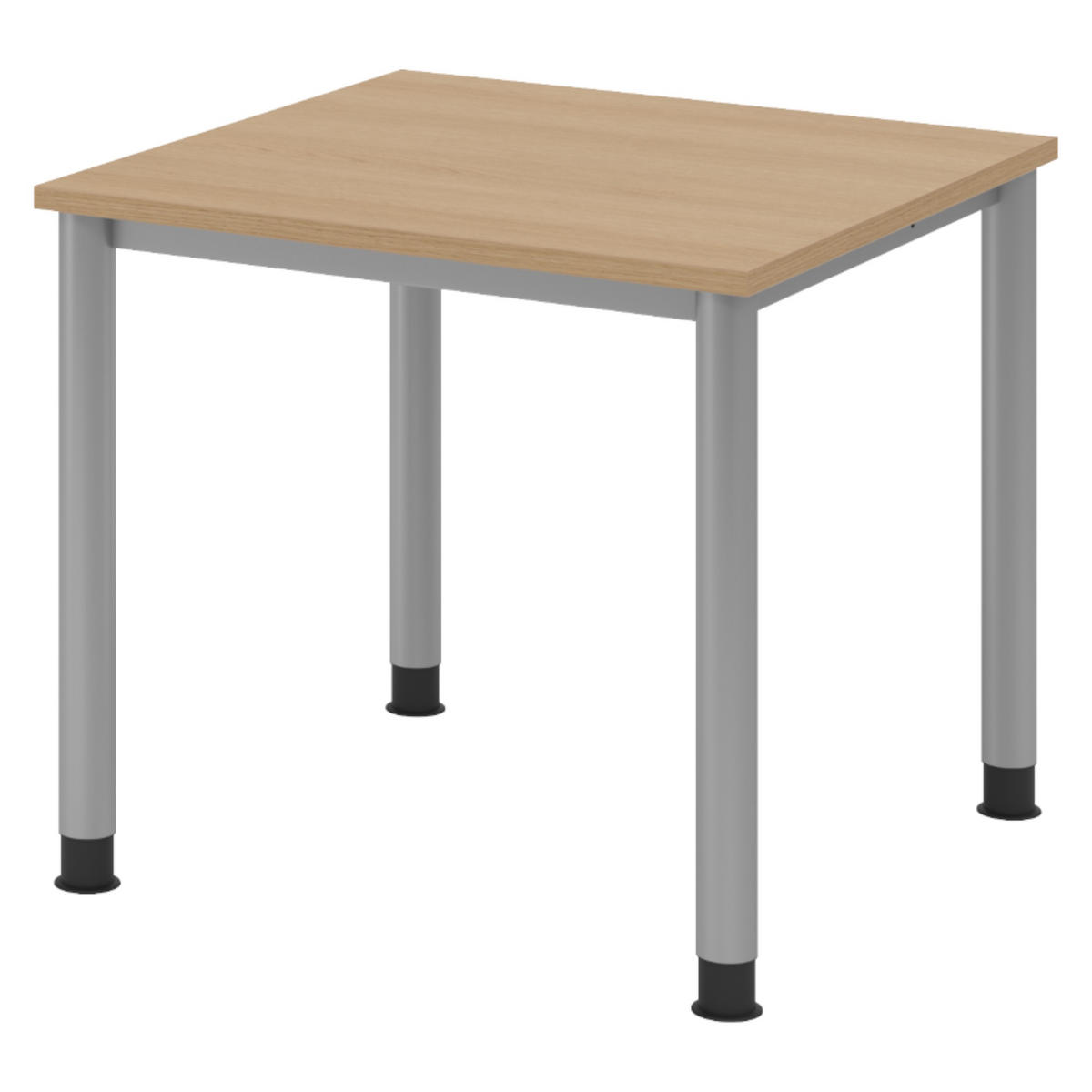 SCHREIBTISCH Serie-H Gestell: Silber 80/80/74 cm in Eichefarben - Eichefarben, Holzwerkstoff (80/80/74cm) - bümö