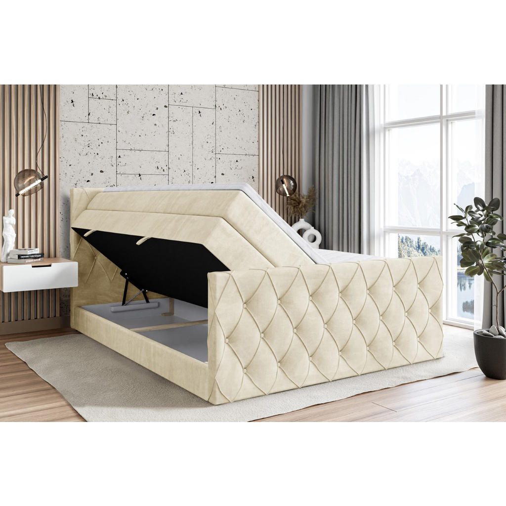 Thumbnail - Altdecor Boxspringbett, Beige, Holzwerkstoff, Höhe ca. 38 cm, 160x200 cm, Schlafzimmer, Betten, Boxspringbetten