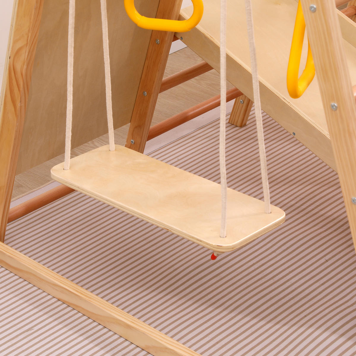 KLETTERGERÜST 7-in-1 Holz Schaukel Rutsche Kletterwand Netz modern - Naturfarben, Holz (120/134cm) - FLIEKS