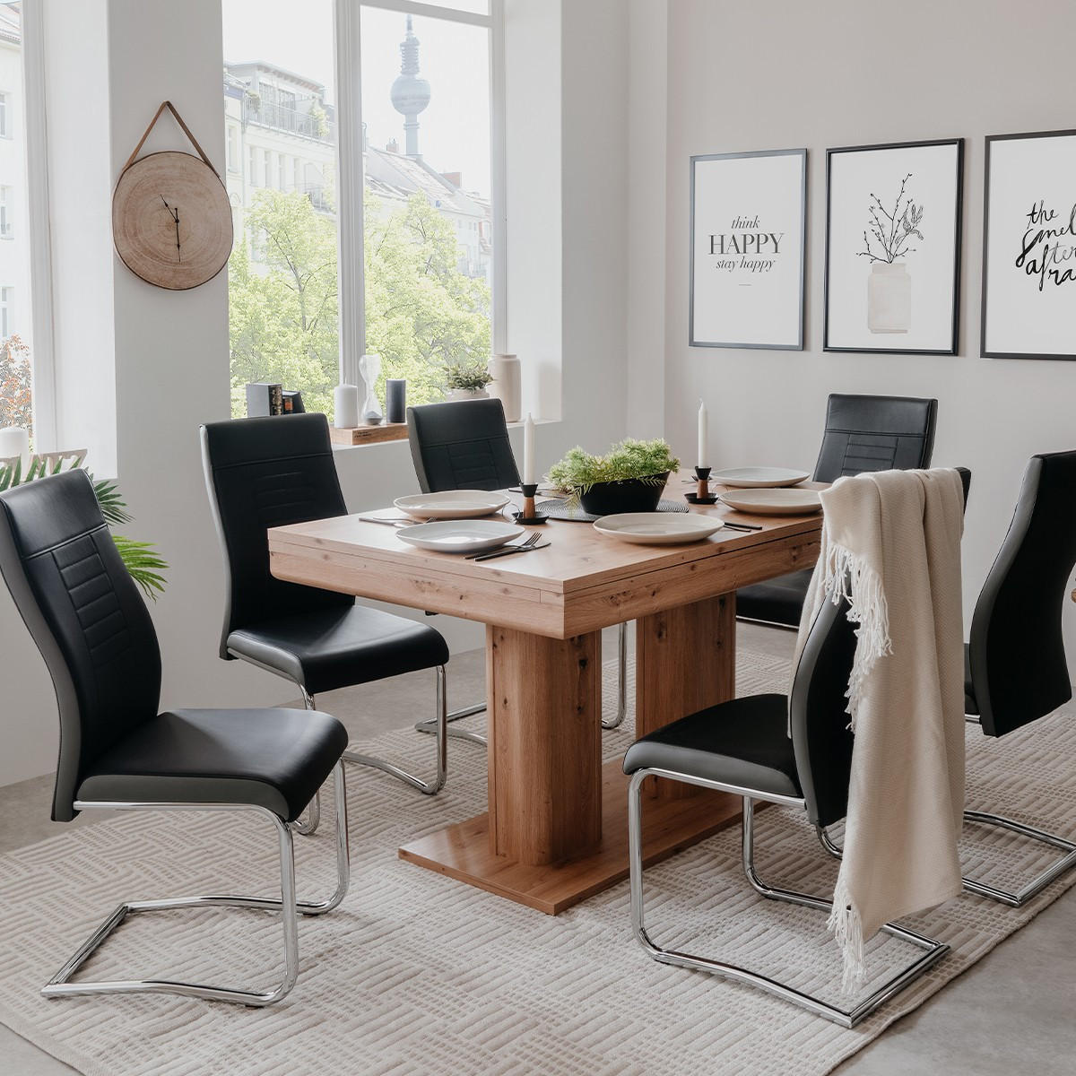 Ausziehbarer Esstisch Dekor Artisan-Eiche L140-220 cm – HEIDELBERG - Eiche Artisan, Holzwerkstoff (90/220/76cm) - Finori GmbH