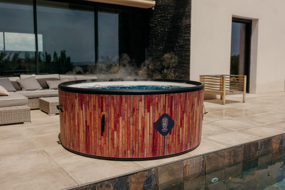 WHIRLPOOL Aufblasbar Exotik 180 cm - Durchmesser 1100 Liter - Motor 2240 W - Für bis zu 6 Personen - Braun, Kunststoff (180/70/70cm) - COCO SPA