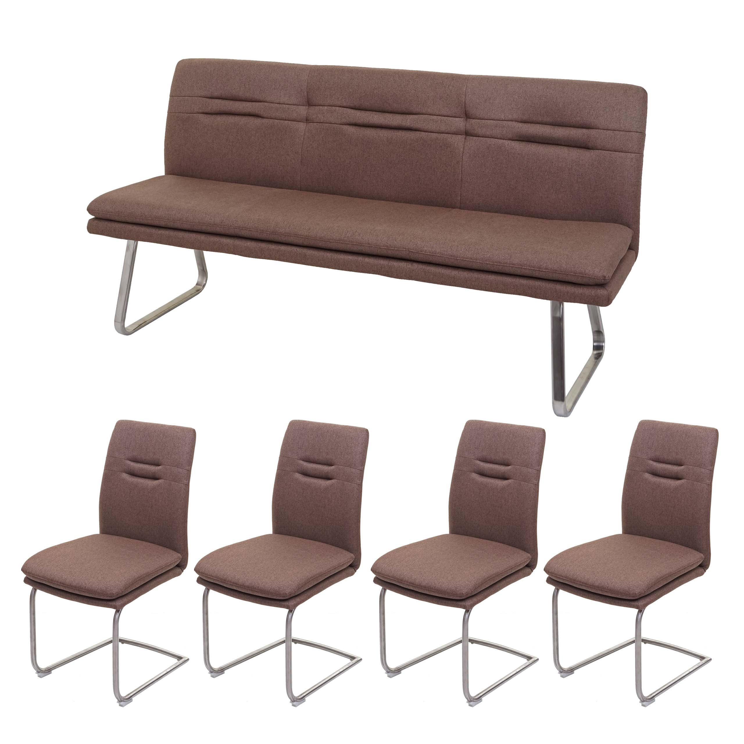 ESSZIMMER-SET Braun 5er-Set - Braun, Textil (180/92/58cm) - MCW