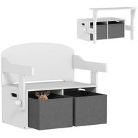 SPIELZEUGTRUHE DE-17273 3-in-1 mit Tisch, Stühlen & Stoffboxen Weiß - Weiß, Metall (46.5/67.6cm) - ComfortXL